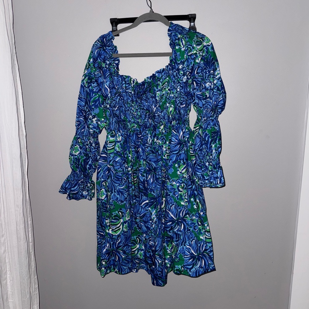 Lilly Pulitzer Blue and Green Long Sleeve Dress